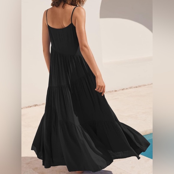 LOGENE  Loose Sleeveless Swing Flowy Tiered Sundress Cover Up Long Maxi Dresses - Picture 4 of 12